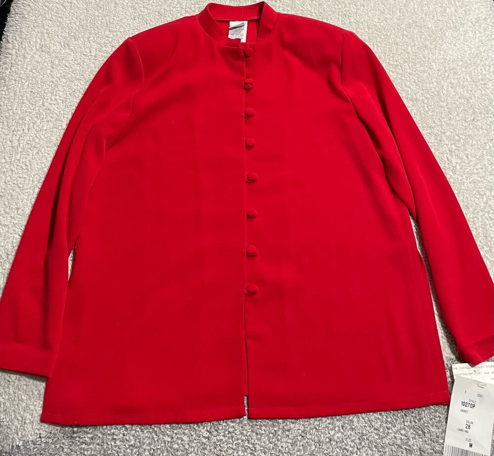 VTG NWT Bleyle Womens Medium Petite MP Long Sleeve Button Up Shirt Red MSRP $109